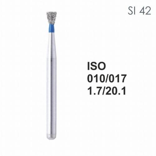 Бор алмазный MANI SI-42 по ISO 010, об.конус,017х1,7х20,1мм,макс.скорость 300 тыс.об,зерн.S,5шт