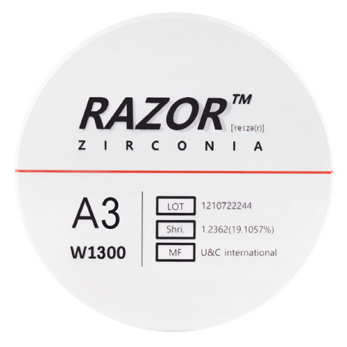 Диск циркониевый Razor 1300, размер 98х25мм, оттенок A3, однослойный