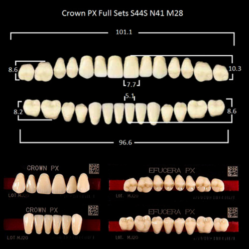Зубы PX CROWN / EFUCERA, цвет D3, фасон S44S/N41/28, полный гарнитур, 28шт. от Дентал-Ист