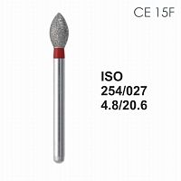 Бор алмазный MANI CE-15F по ISO 254, почка,027х4,8х20,6мм,макс.скорость 300 тыс.об,зерн.F,5шт
