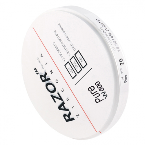 Диск циркониевый Razor 800, однослойный, размер 98х20мм, оттенок Pure, UNC Inc (Корея) от Дентал-Ист фото 2