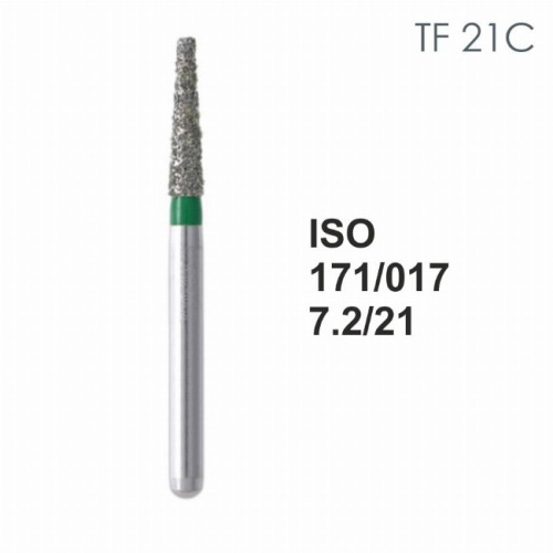 Бор алмазный MANI TF-21C по ISO 171, конус,017х7,2х21,0мм,макс.скорость 450 тыс.об,зерн.C,5шт