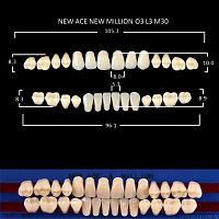 Зубы NEW ACE/NEW MILLION, цвет B1, фасон O3/L3/M30, полный гарнитур, 28шт. от Дентал-Ист
