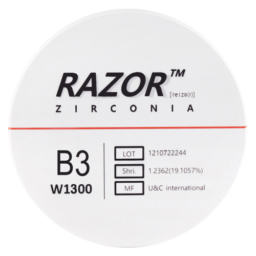 Диск циркониевый Razor 1300, размер 98х25мм, оттенок B3, однослойный