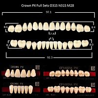 Зубы PX CROWN / EFUCERA, цвет A3, фасон O31S/N31S/28, полный гарнитур, 28шт.