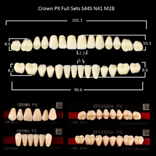 Зубы PX CROWN / EFUCERA, цвет D2, фасон S44S/N41/28, полный гарнитур, 28шт. от Дентал-Ист