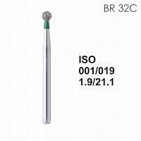 Бор алмазный MANI BR-32C по ISO 001, шарооб.,019х1,9х21,1мм,макс.скорость 300 тыс.об,зерн.C,5шт
