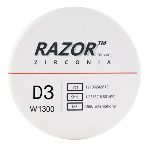 Диск циркониевый Razor 1300, размер 95х16мм, оттенок D3, однослойный