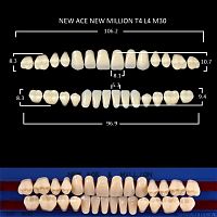 Зубы NEW ACE/NEW MILLION, цвет D4, фасон T4/L4/M30, полный гарнитур, 28шт. от Дентал-Ист