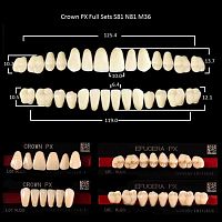Зубы PX CROWN / EFUCERA, цвет A3 фасон S81/N81/36, полный гарнитур, 28шт.