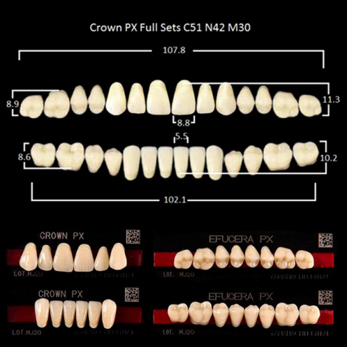 Зубы PX CROWN / EFUCERA, цвет C4, фасон C51/N42/30, полный гарнитур, 28шт. от Дентал-Ист