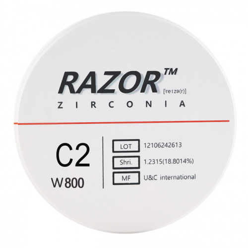 Диск циркониевый Razor 800, однослойный, размер 98х16мм, оттенок C2, UNC Inc (Корея) от Дентал-Ист