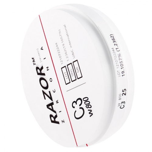 Диск циркониевый Razor 800, однослойный Zirconzahn, 95х25мм, C3, UNC Inc (Корея) от Дентал-Ист фото 2